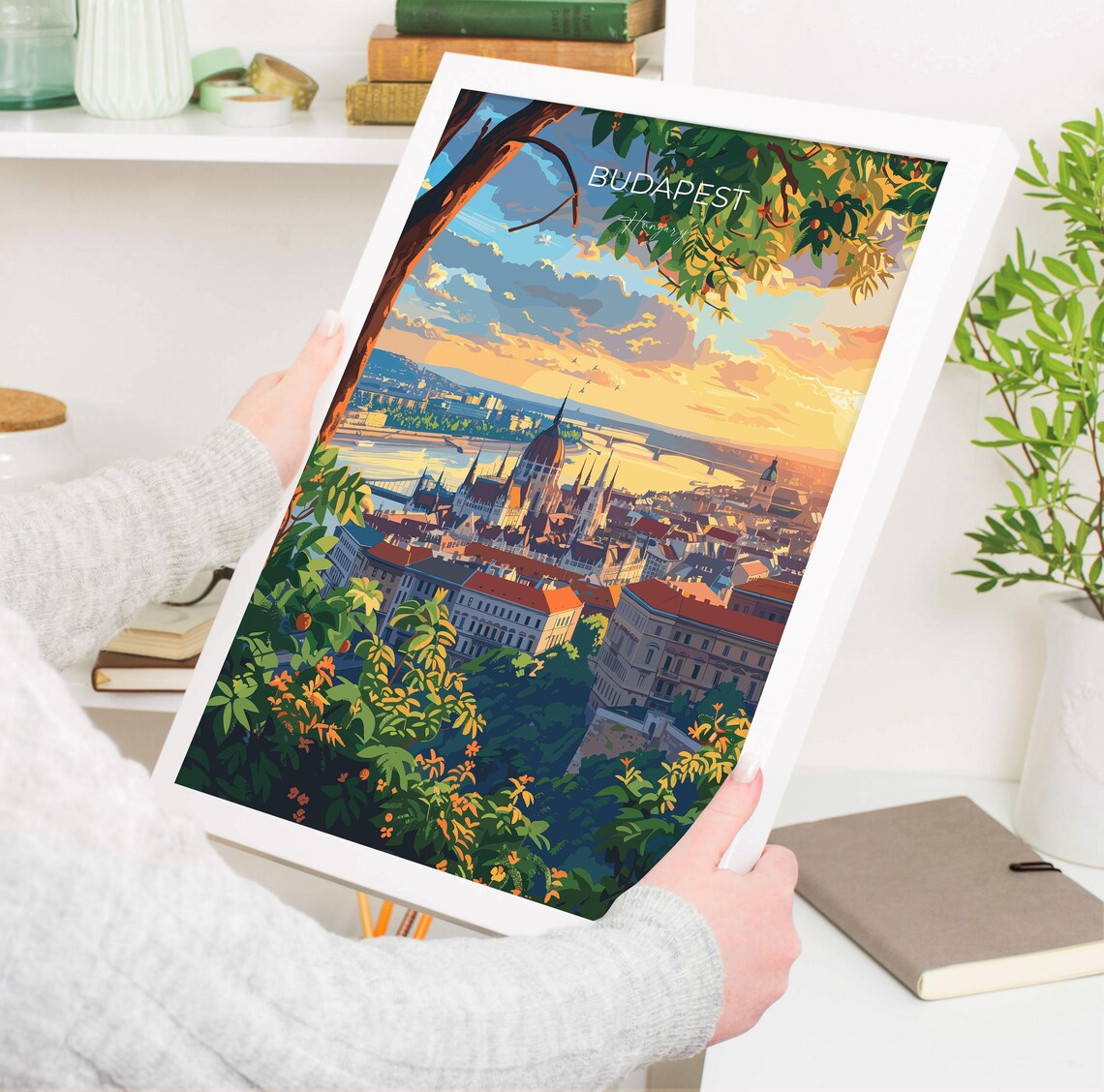 Budapest Golden Sunset River Skyline Panoramic View Travel Poster - Image 3