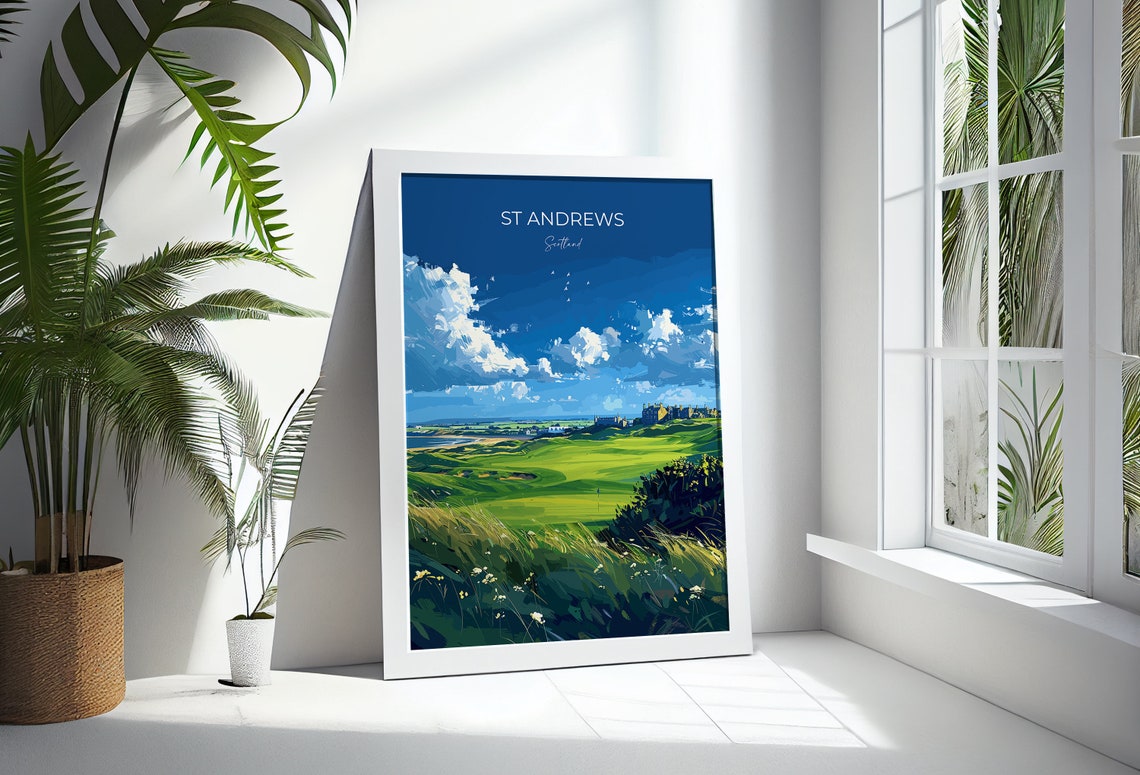 St Andrews Scotland Golf Links Course Seaside Vintage Script Poster - Image 3