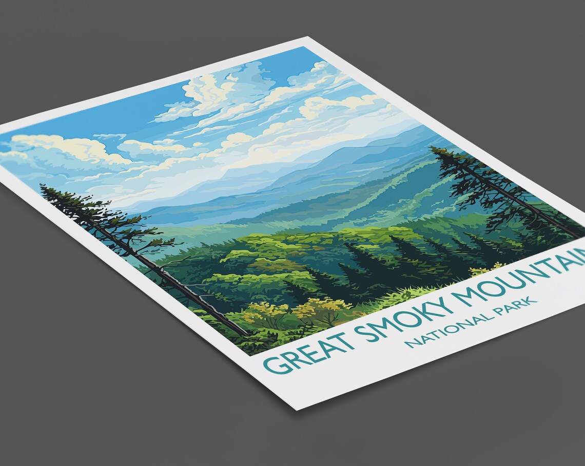 Great Smoky Mountains Print Travel Poster Of Great Smoky Mountains National Park Usa Travel Gift - Image 2