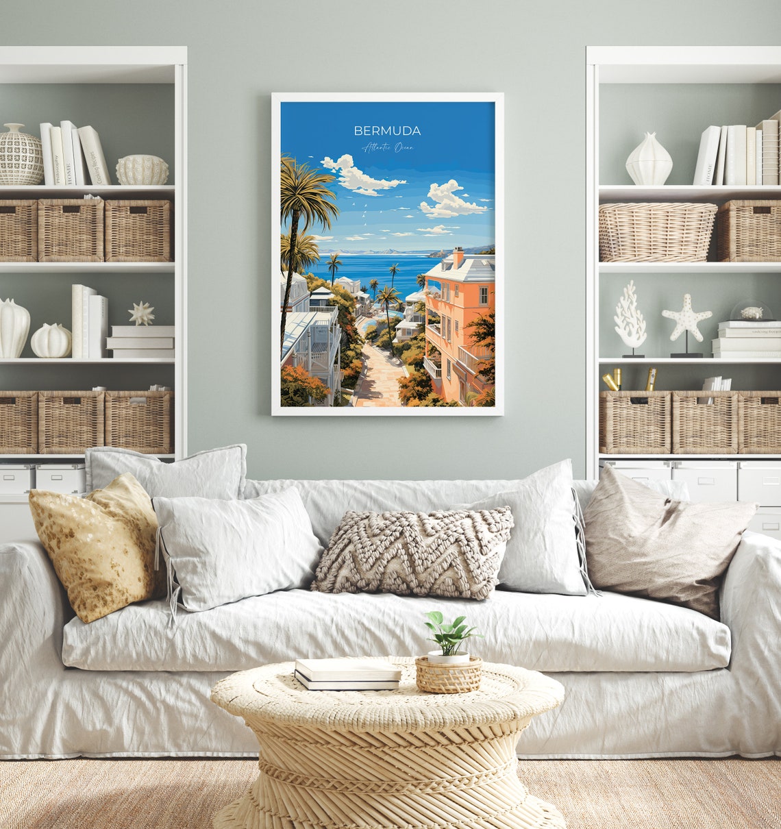 Bermuda Pastel Streets Atlantic Ocean Tropical Island View Poster - Image 4