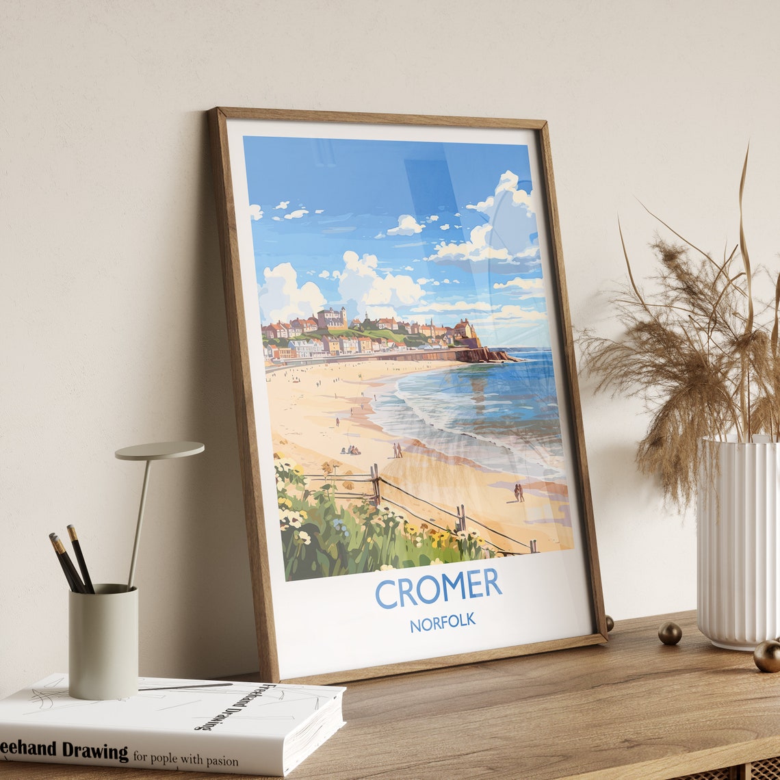 Cromer Norfolk Beach Travel Poster Sandy Shore Pier Town Seaside Decor - Image 3