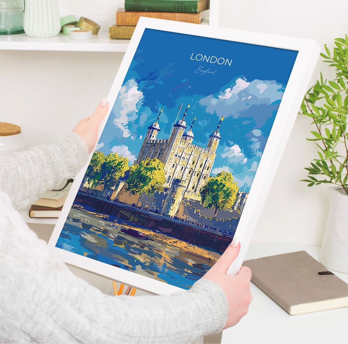 London England Tower Of London River Thames Castle Travel Poster - Image 3