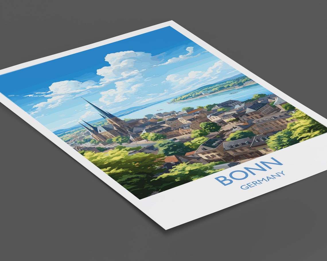 Bonn Germany Hilltop Old Town Riverside Panorama Travel Poster - Image 2