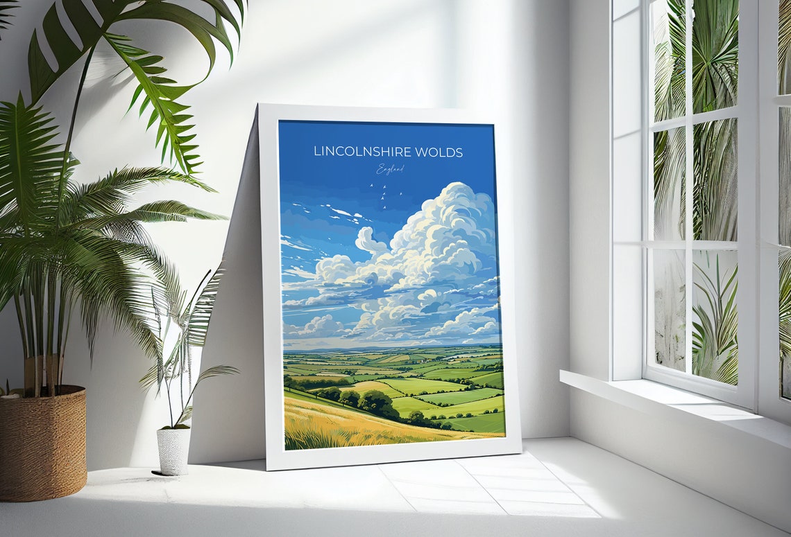 Lincolnshire Wolds England Patchwork Fields Clouds Travel Poster - Image 3