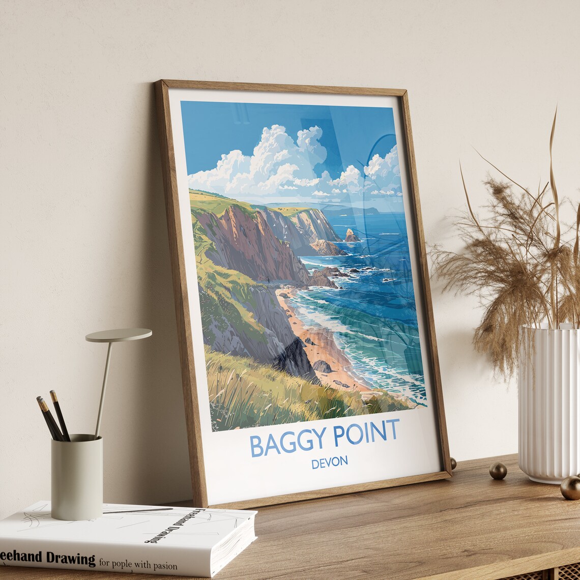 Baggy Point Travel Poster, Devon England Travel Art - Image 2