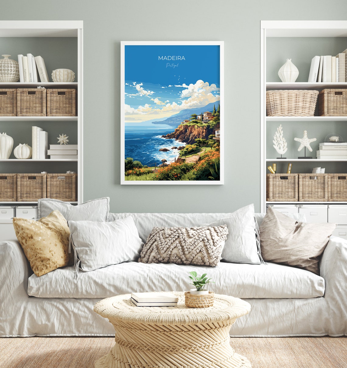Madeira Portugal Coastal Cliffs Turquoise Ocean Scene Travel Poster - Image 4