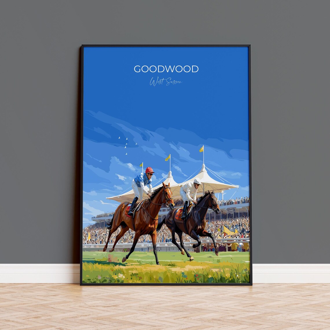 Goodwood West Sussex Horse Racing Finish Line Thrilling Poster