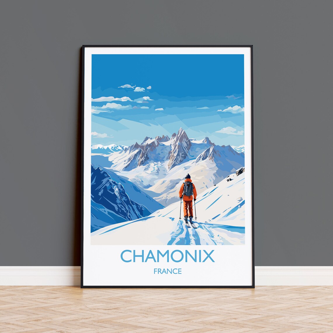 Chamonix Wall Art Travel Poster Travel Print Of Chamonix Ski Poster Chamonix Art Gift France Ski Art Travel Gift