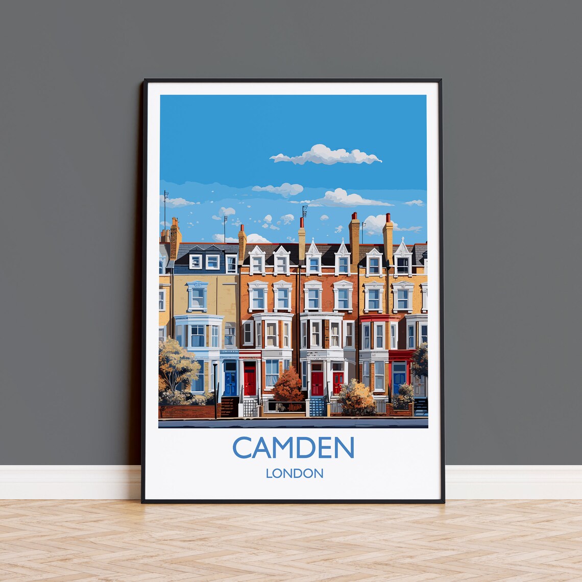 Camden London Victorian Terraced Houses Street Travel Poster