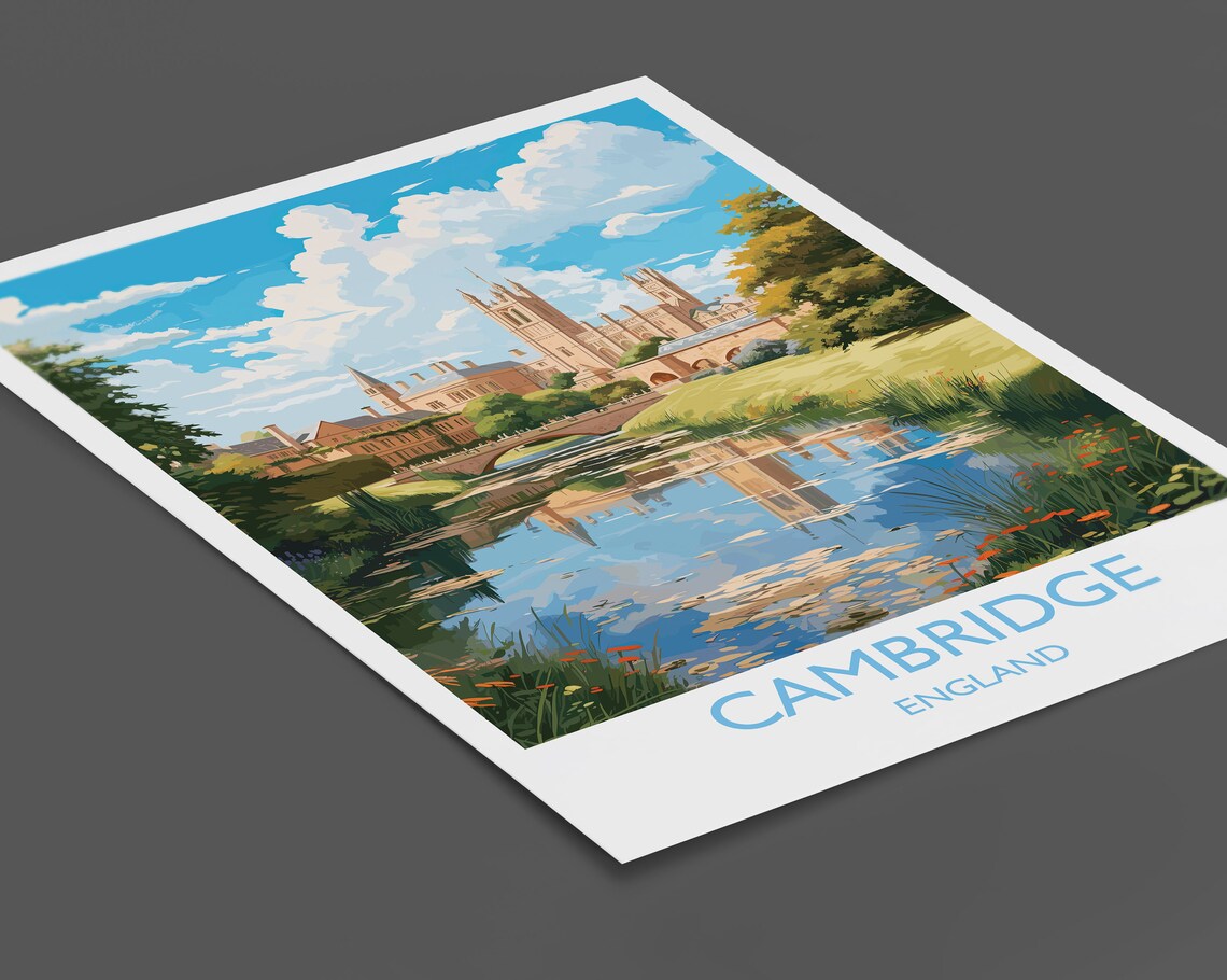 Cambridge Travel Poster, Cambridgeshire England Print - Image 2