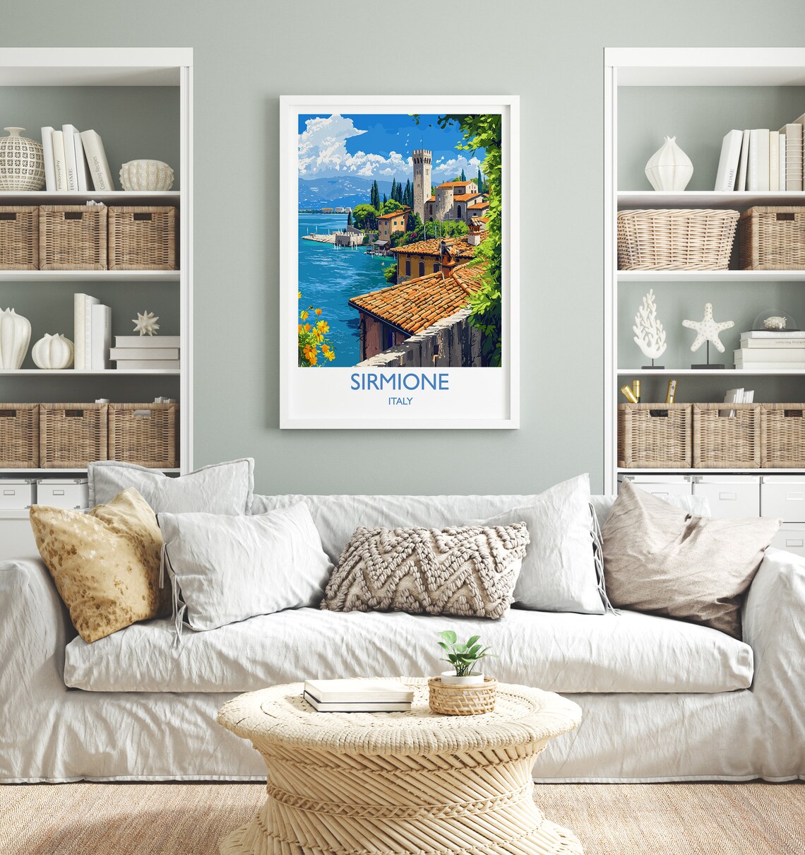 Sirmione Italy Lake Garda Terracotta Roofs Vintage Travel Poster - Image 4