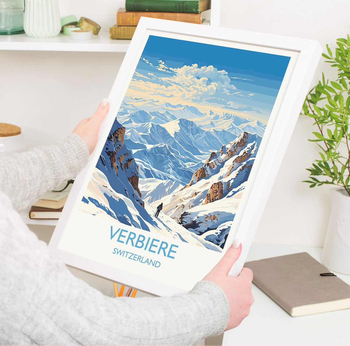 Verbiere Wall Art Travel Poster Travel Print Of Verbiere Ski Poster Verbiere Art Gift Switzerland Ski Art Travel Lovers Gift - Image 5