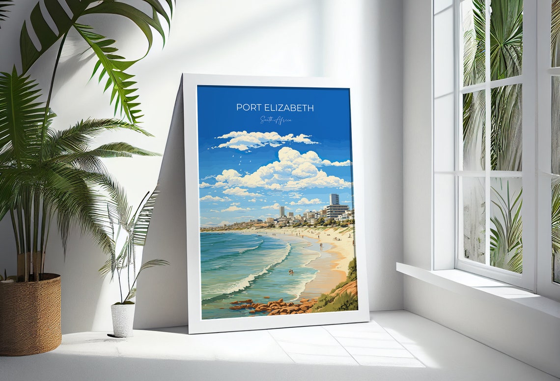 Port Elizabeth Travel Poster Travel Print Of Port Elizabeth Port Elizabeth Art Lovers Gift South Africa Gift Wall Art Print - Image 3