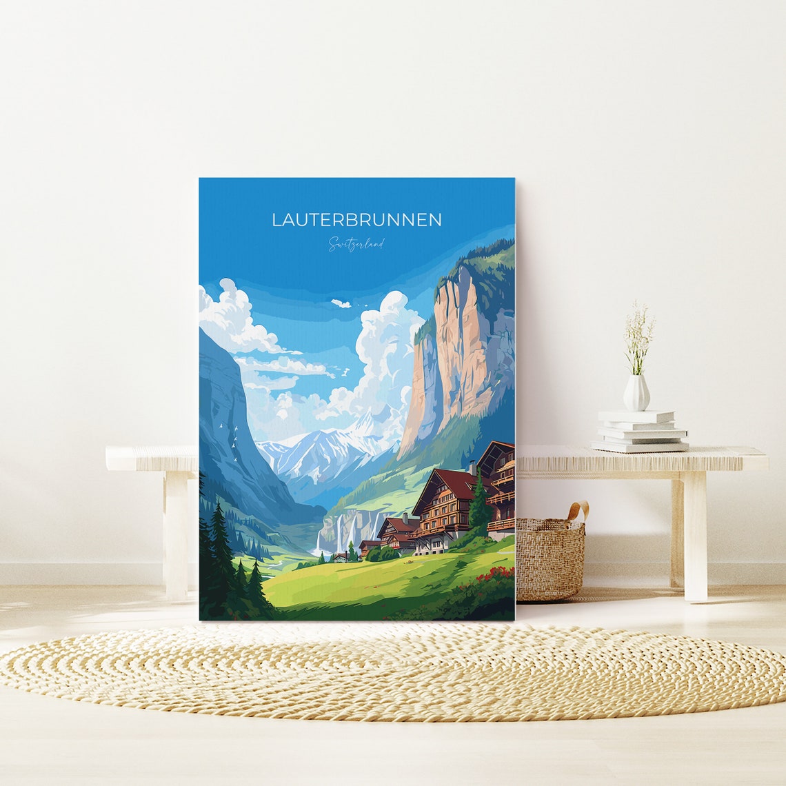 Lauterbrunnen Travel Print Travel Poster Of Lauterbrunnen Lauterbrunnen Gift Switzerland Art Gift Wall Art Print - Image 3
