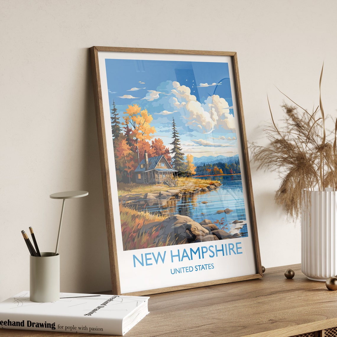New Hampshire Poster Travel Print Of New Hampshire Autumn Fall Art Gift New Hampshire State Usa Travel Gift - Image 3