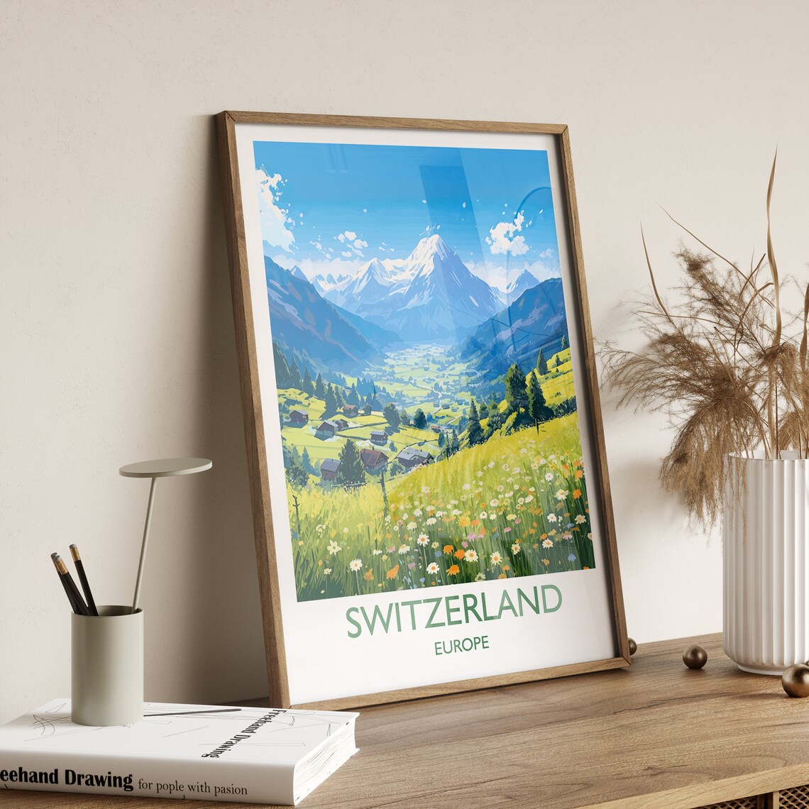 Switzerland Travel Poster, Swiss Alps Art Print - Image 3
