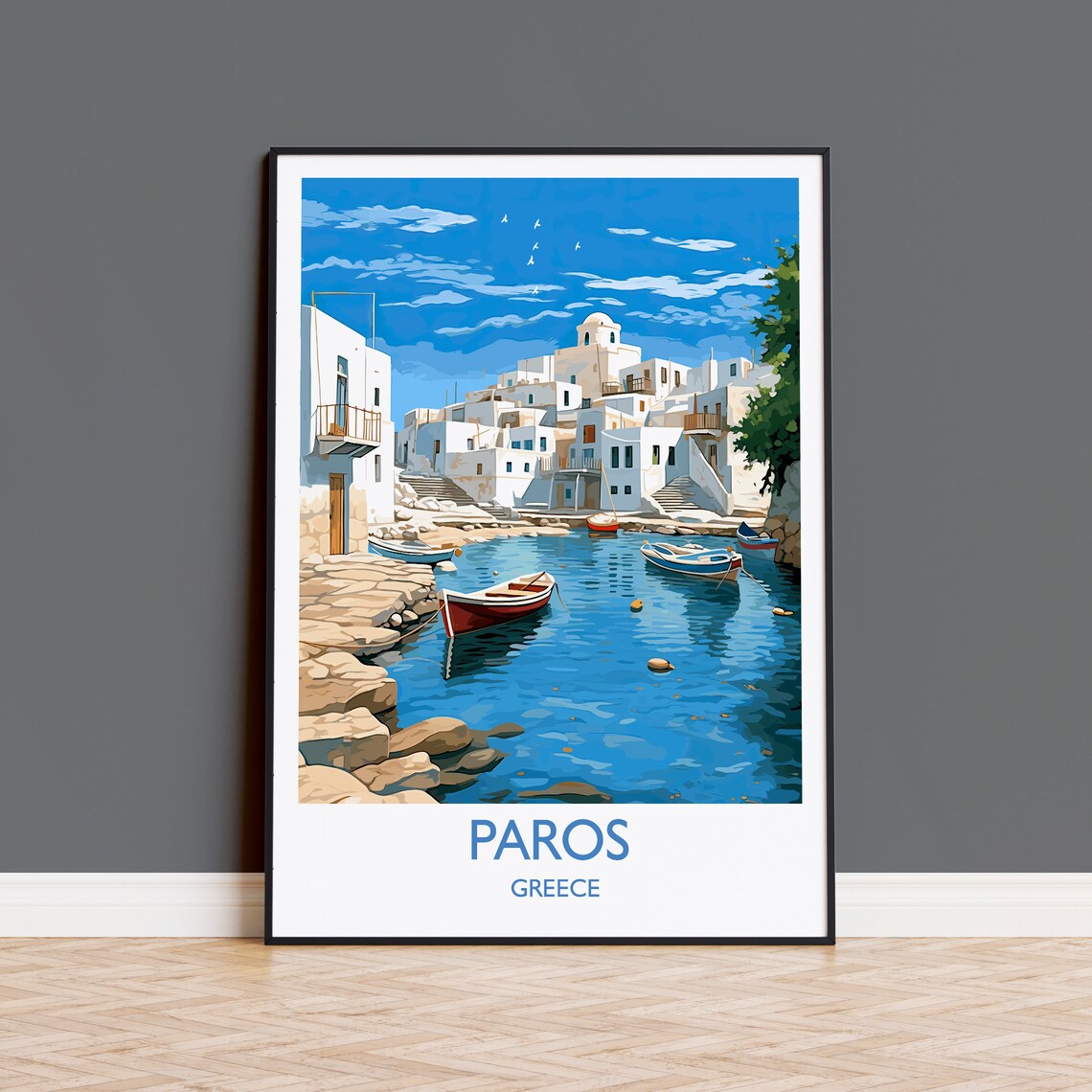 Paros Travel Poster, Greek Islands Art Print