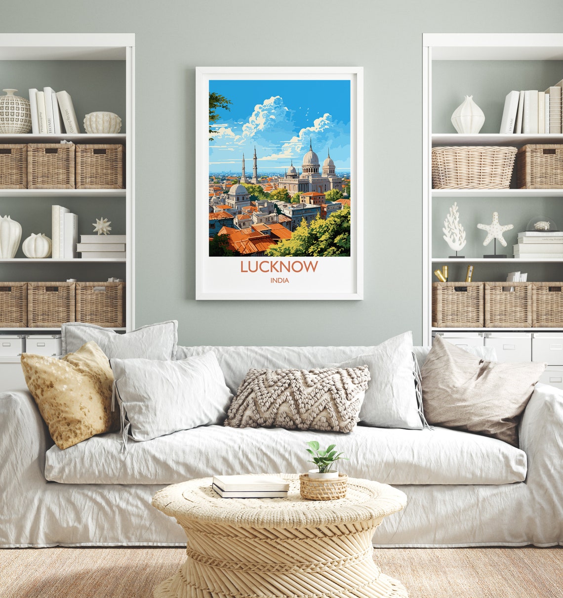 Lucknow India Domes and Minarets Old Cityscape Travel Poster - Image 3