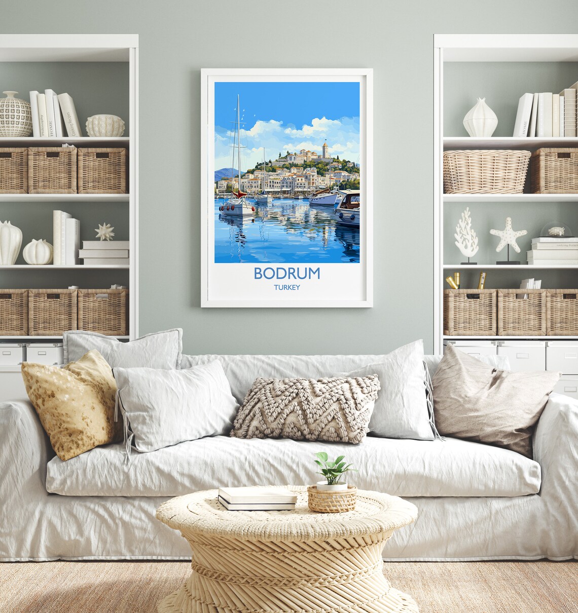 Bodrum Turkey Harbor Sailboats Seafront Hill Town View Poster - Image 4
