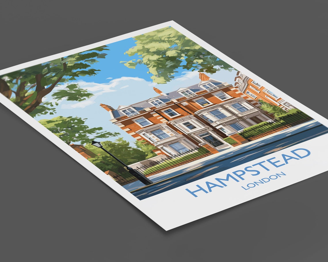 Hampstead Travel Poster Travel Print Of Hampstead London Poster Hampstead Gift Hampstead Art London Art Uk Travel Gift - Image 2