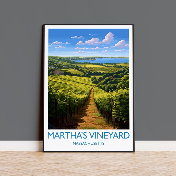 Martha's Vineyard Massachusetts Rolling Vineyards Landscape Poster