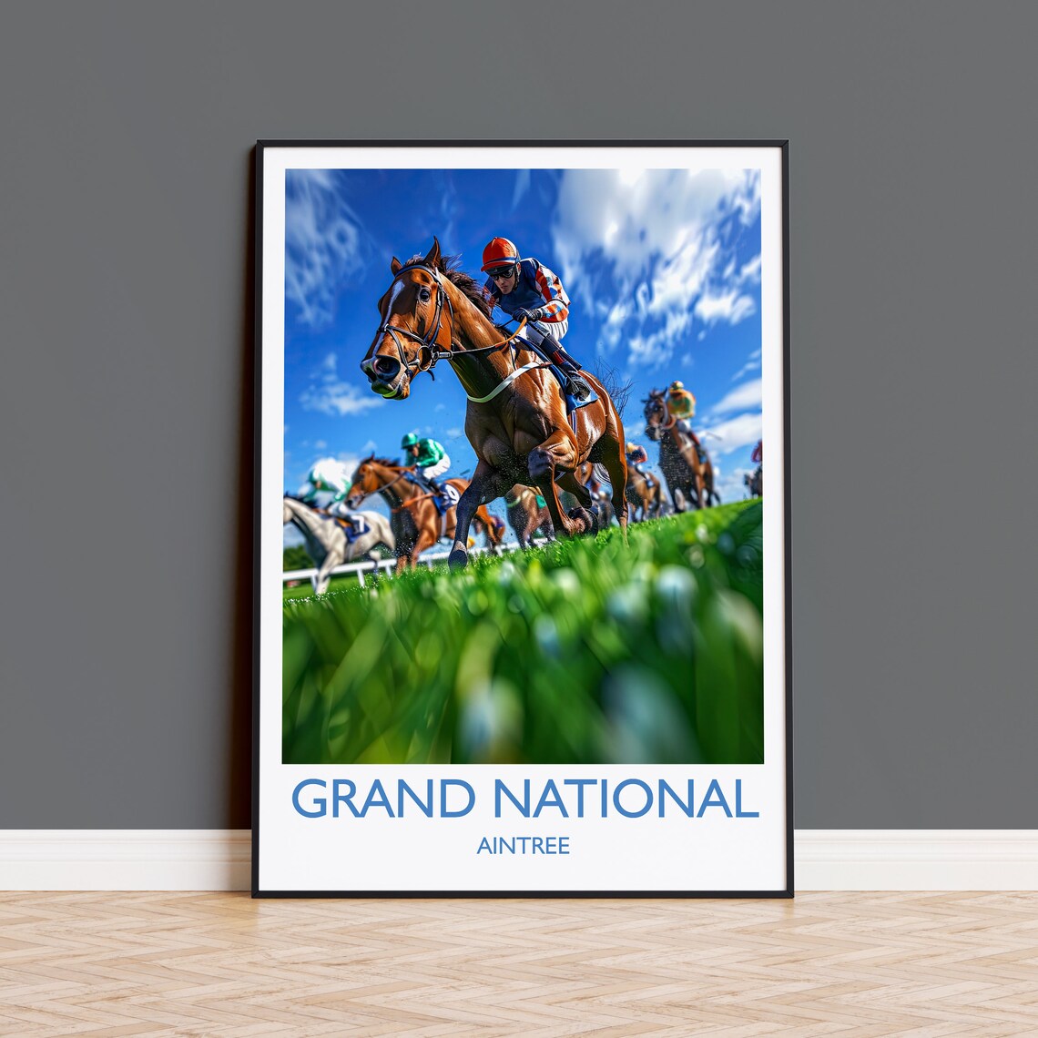 Grand National Aintree Horse Racing Finish Line Photo Style Poster
