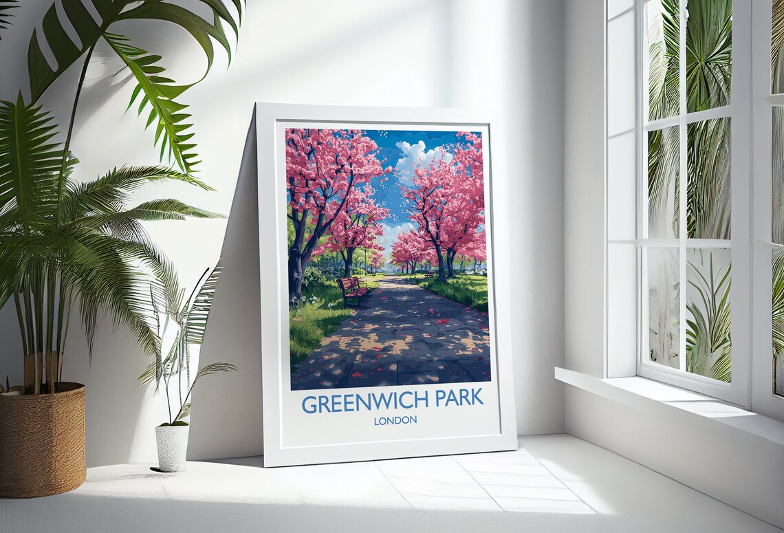Greenwich Park Travel Poster, Spring Blossom - Image 3