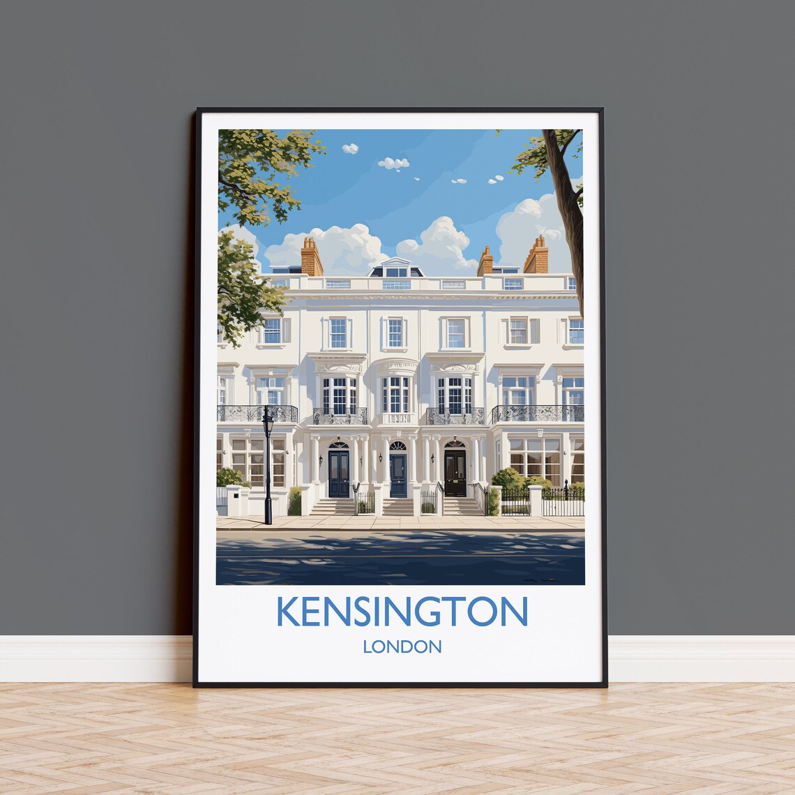 Kensington Travel Poster, London Wall Art Print