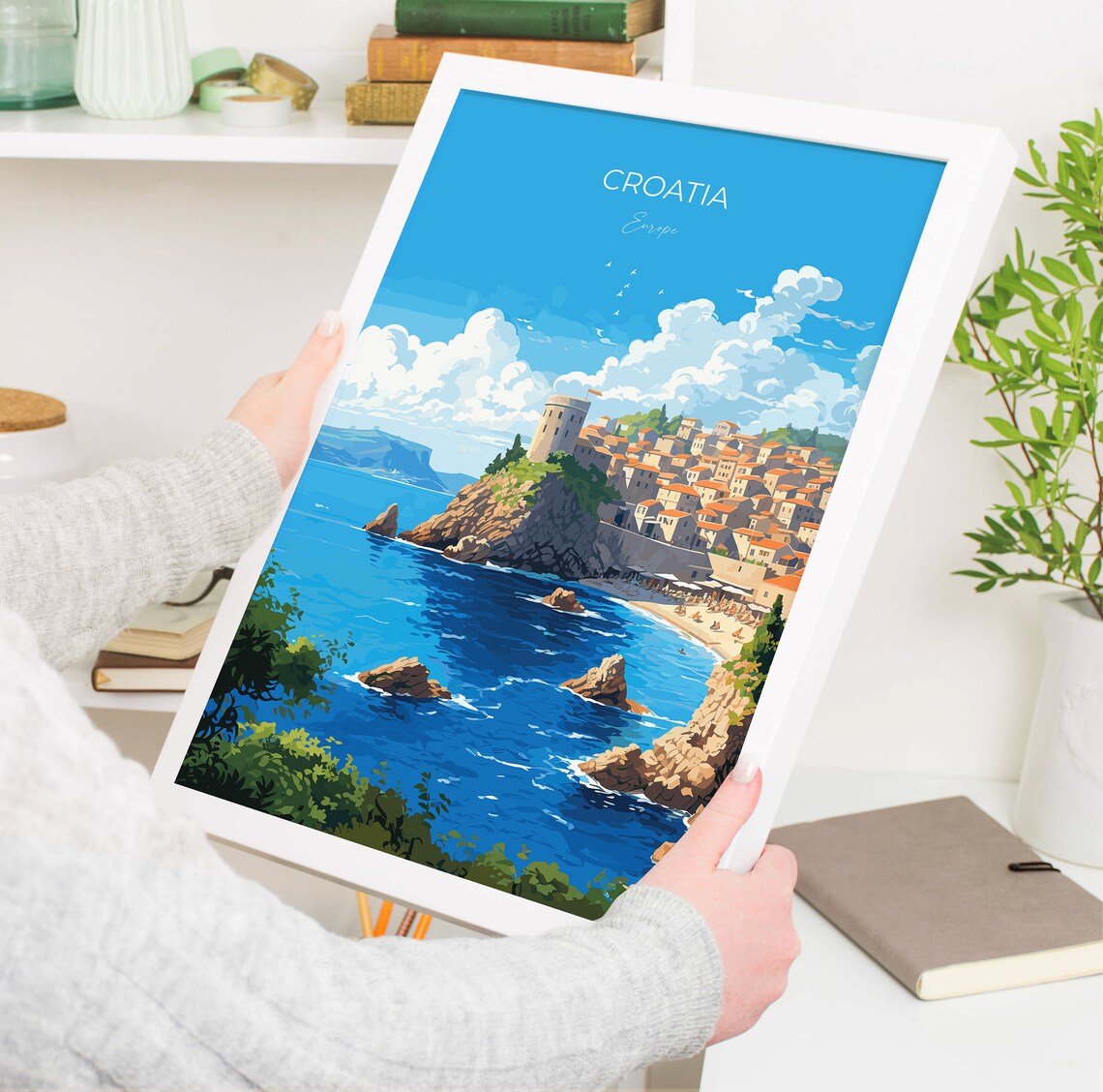 Croatia Cliffside Old Town Adriatic Coast Stone Towers Poster - Image 5