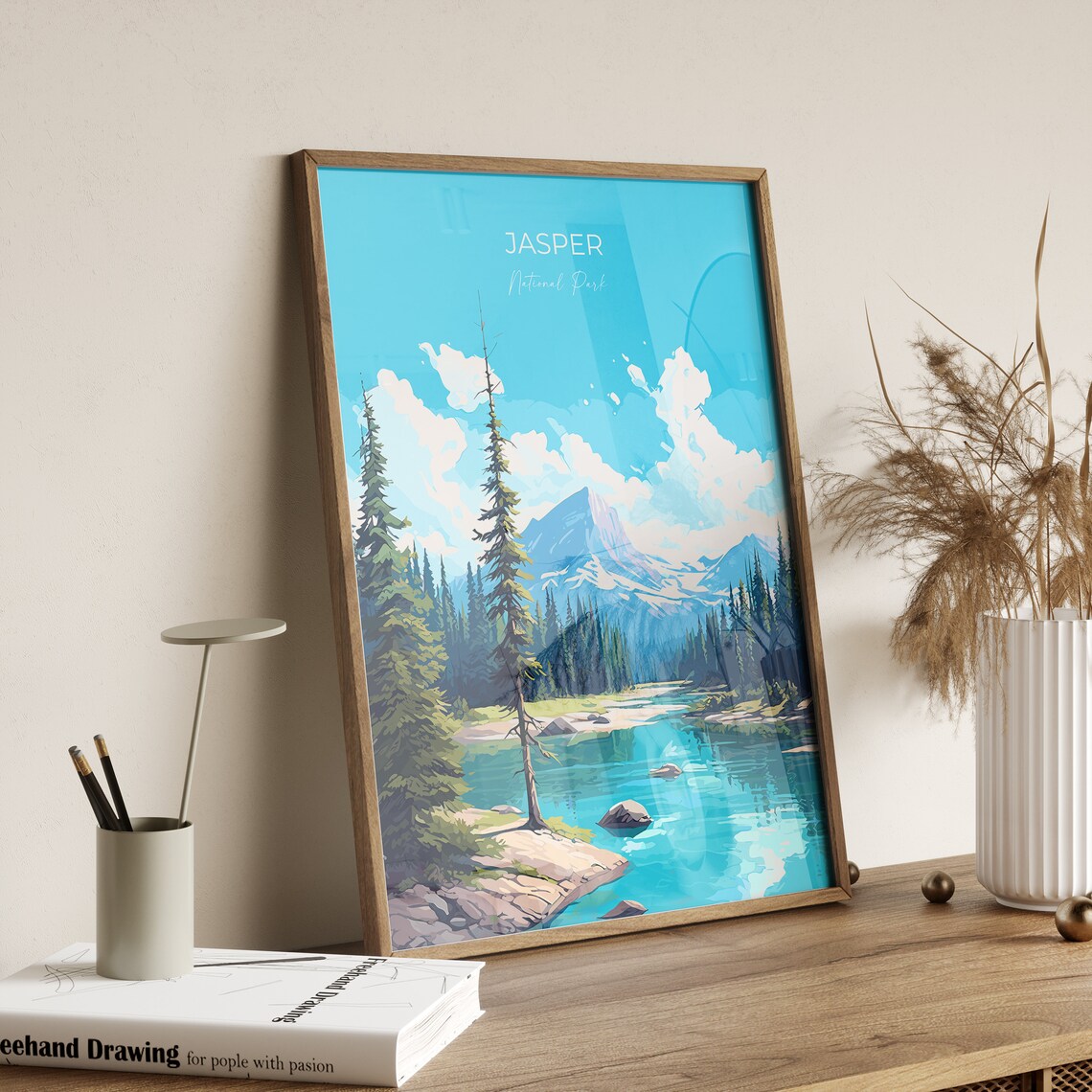 Jasper National Park Snowy Peak Turquoise Lake Canadian Rockies Poster - Image 2