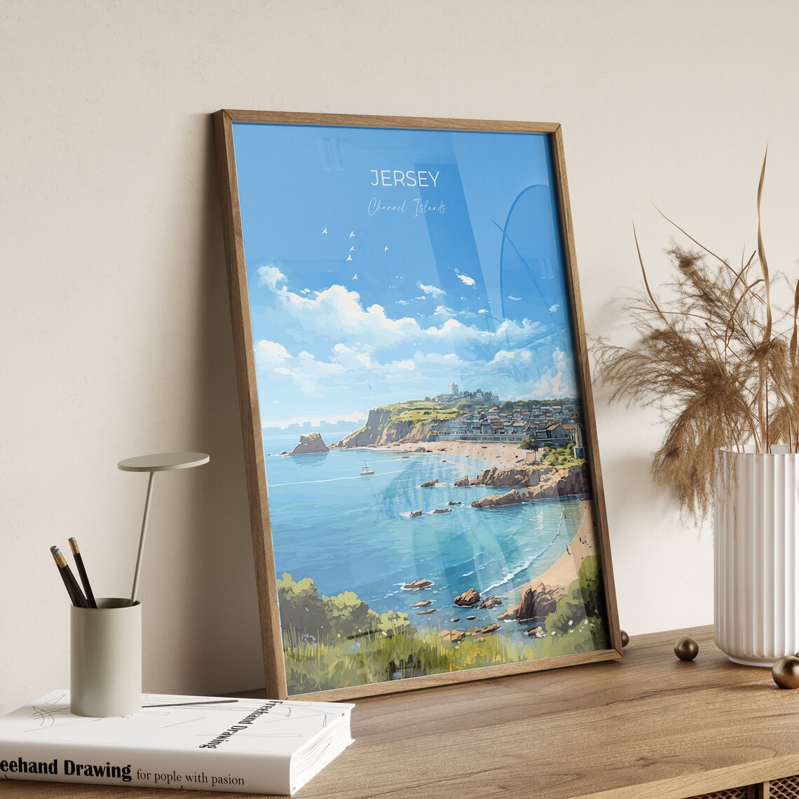 Jersey Channel Islands Sandy Bay Cliffs Coastal Travel Poster - Image 2