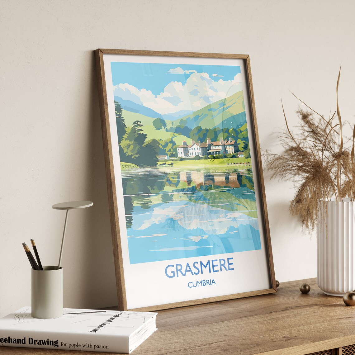 Grasmere Travel Poster, England Cumbria Art Print - Image 3