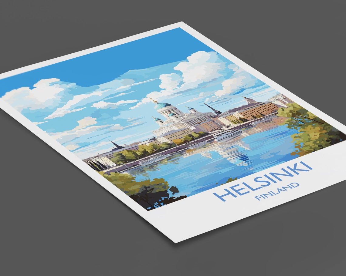 Helsinki Cathedral Harbor Skyline Finland Travel Poster Wall Decor - Image 2