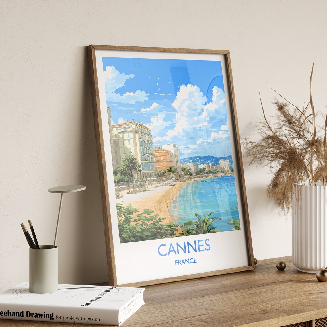 Cannes France Riviera Beach Promenade Grand Hotels Travel Poster - Image 3