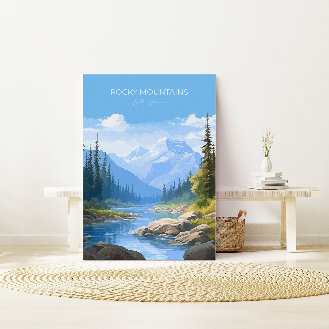 Rocky Mountains Snow Peaks Alpine Lake Travel Poster Wall Decor - Image 3
