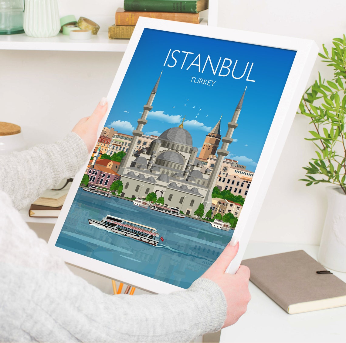 Istanbul Turkey Domed Mosque Minarets Bosphorus Ferry Poster - Image 5