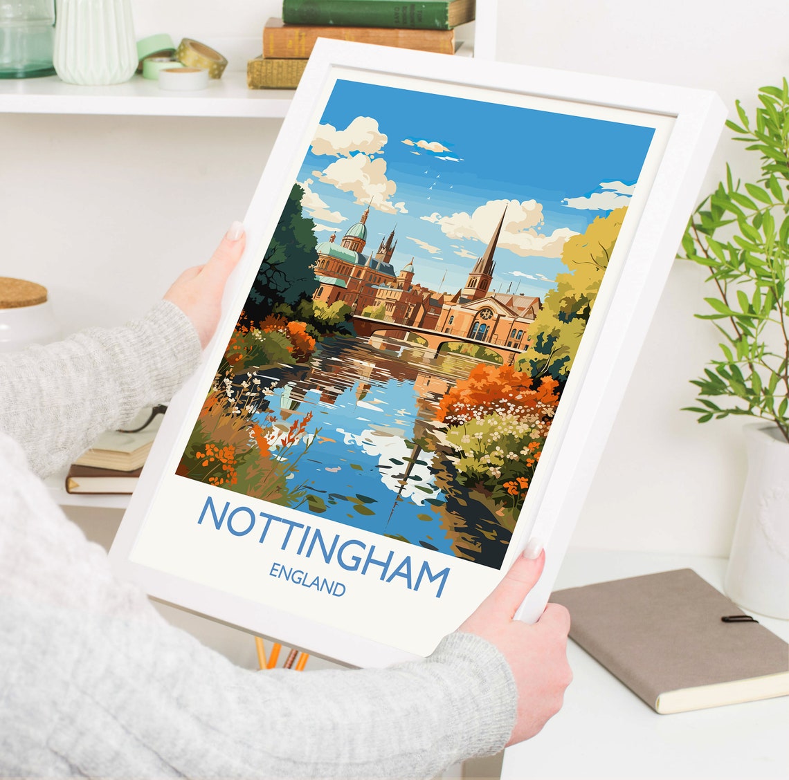 Nottingham Travel Poster Wall Art Travel Print Of Nottingham Nottinghamshire England English City Lovers Gift Nottingham Art - Image 5