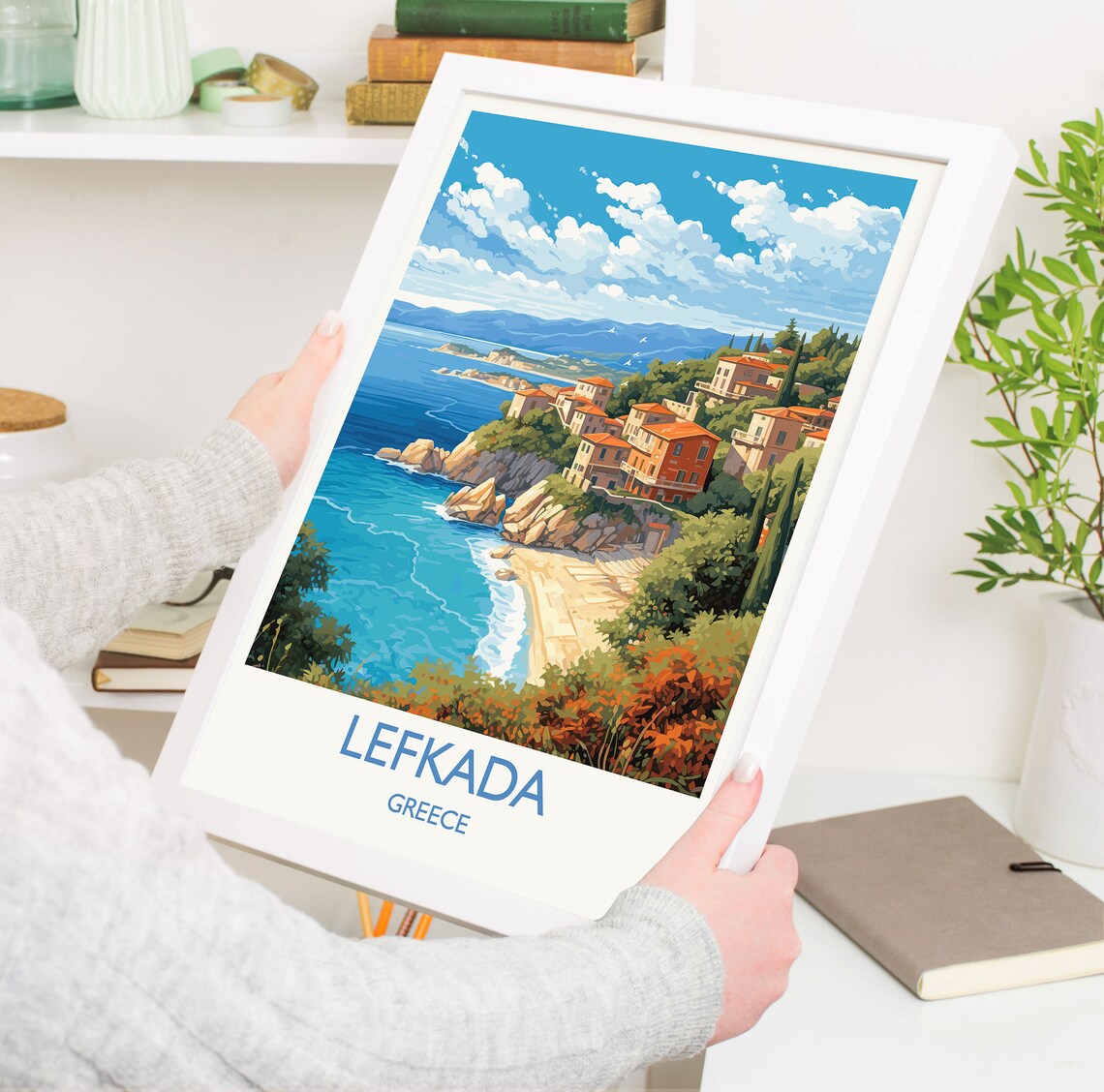 Lefkada Travel Poster, Greek Islands Art Print - Image 5