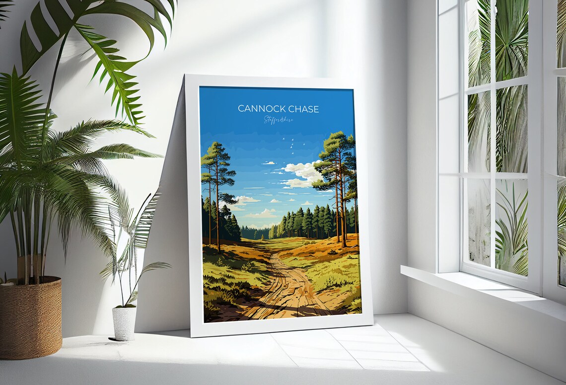 Cannock Chase Travel Poster Travel Print Of Cannock Chase England Staffordshire Art Cannock Chase Art Lovers Gift Wall Art Print - Image 2