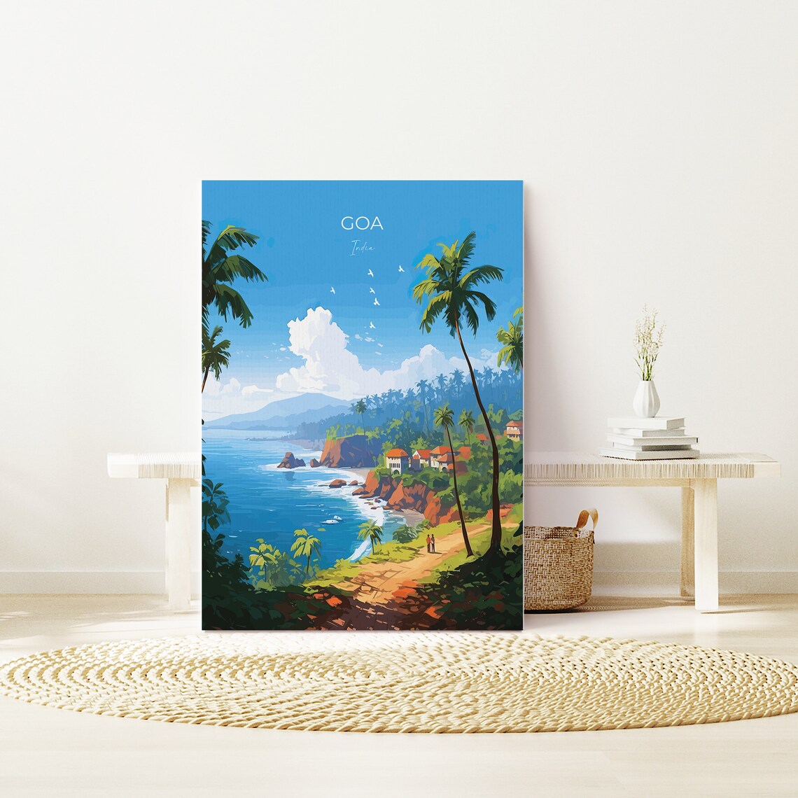 Goa India Palm Trees Tropical Beach Golden Coastline Travel Poster - Image 3