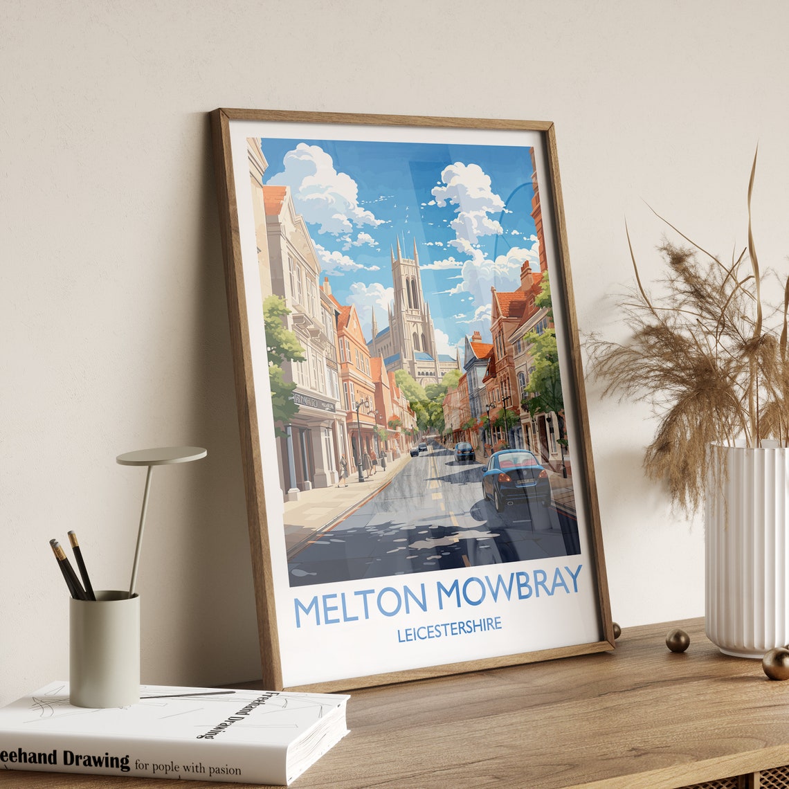 Melton Mowbray Travel Print Wall Art Travel Poster Of Melton Mowbray England Leicestershire Art Lovers Gift English Countryside - Image 3