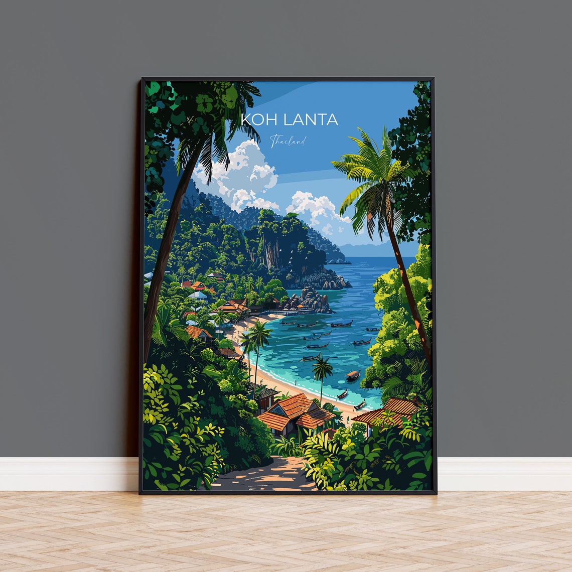 Koh Lanta Travel Poster Wall Art Travel Print Of Koh Lanta Thailand Koh Lanta Art Lovers Gift Travel Gift Art