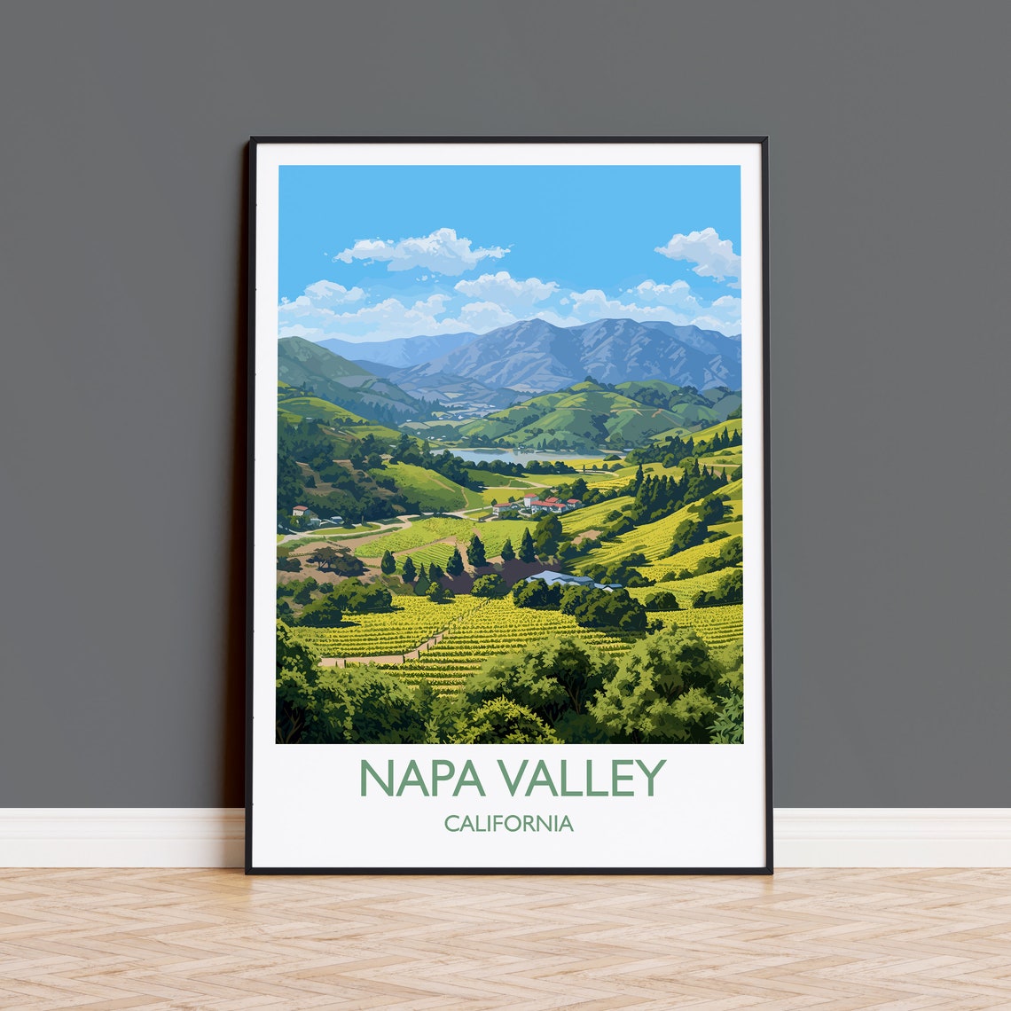 Napa Valley California Rolling Vineyard Hills Wine Country Poster