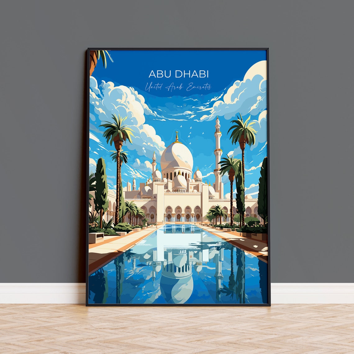 Sheikh Zayed Abu Dhabi Grand Mosque Reflecting Pool UAE Poster