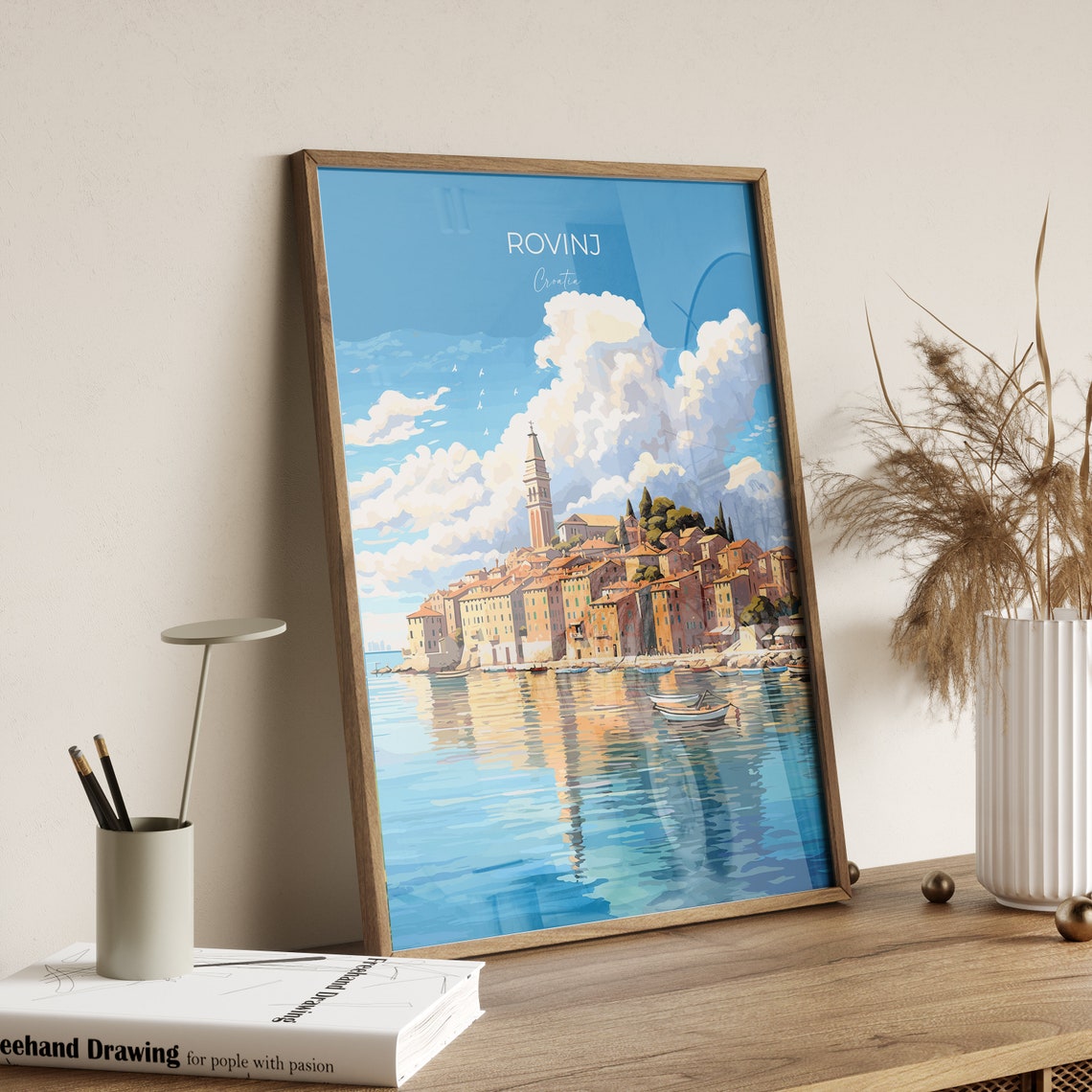 Rovinj Croatia Waterfront Old Town Bell Tower Travel Poster Wall Decor - Image 2