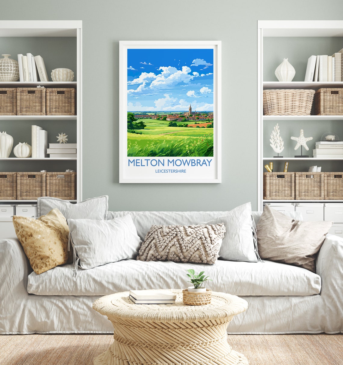 Melton Mowbray Leicestershire Green Fields Countryside Travel Poster - Image 4
