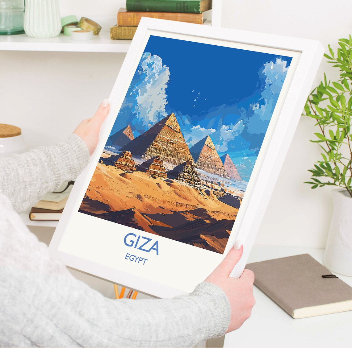 Giza Egypt Pyramids Desert Landscape Vintage Style Travel Poster - Image 5