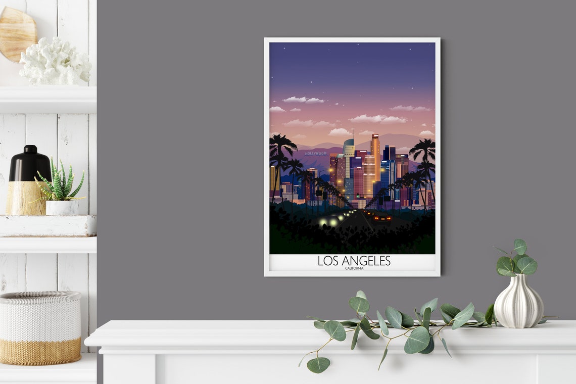 Travel Poster Of Los Angeles Travel Print Of Los Angeles City Of Los Angeles California Usa Usa Travel Poster Los Angeles Cityscape - Image 2