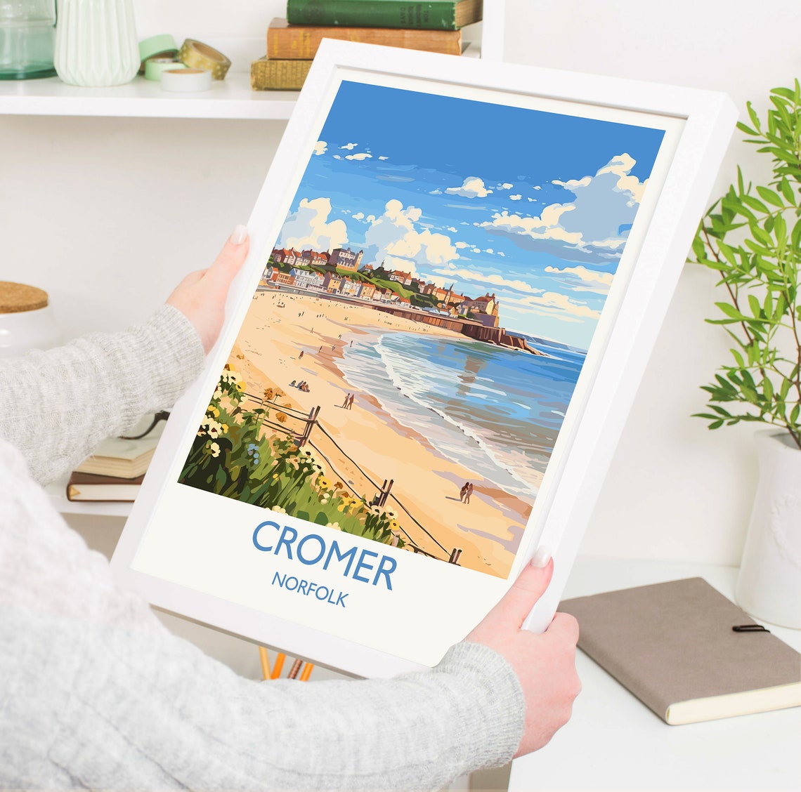 Cromer Norfolk Beach Travel Poster Sandy Shore Pier Town Seaside Decor - Image 5