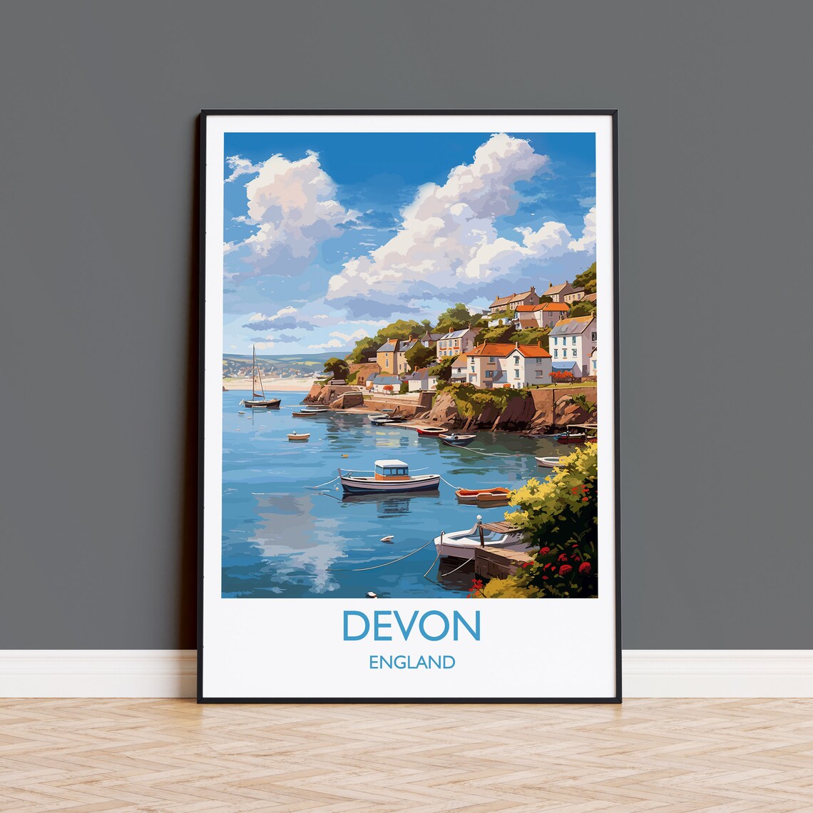 Devon Travel Poster, England Travel Art Print